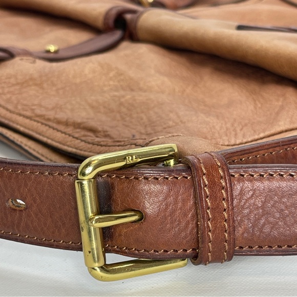 RARE Vintage Ralph Lauren Heritage Leather Field Satchel Tote – Distressed Tan - Picture 11 of 15